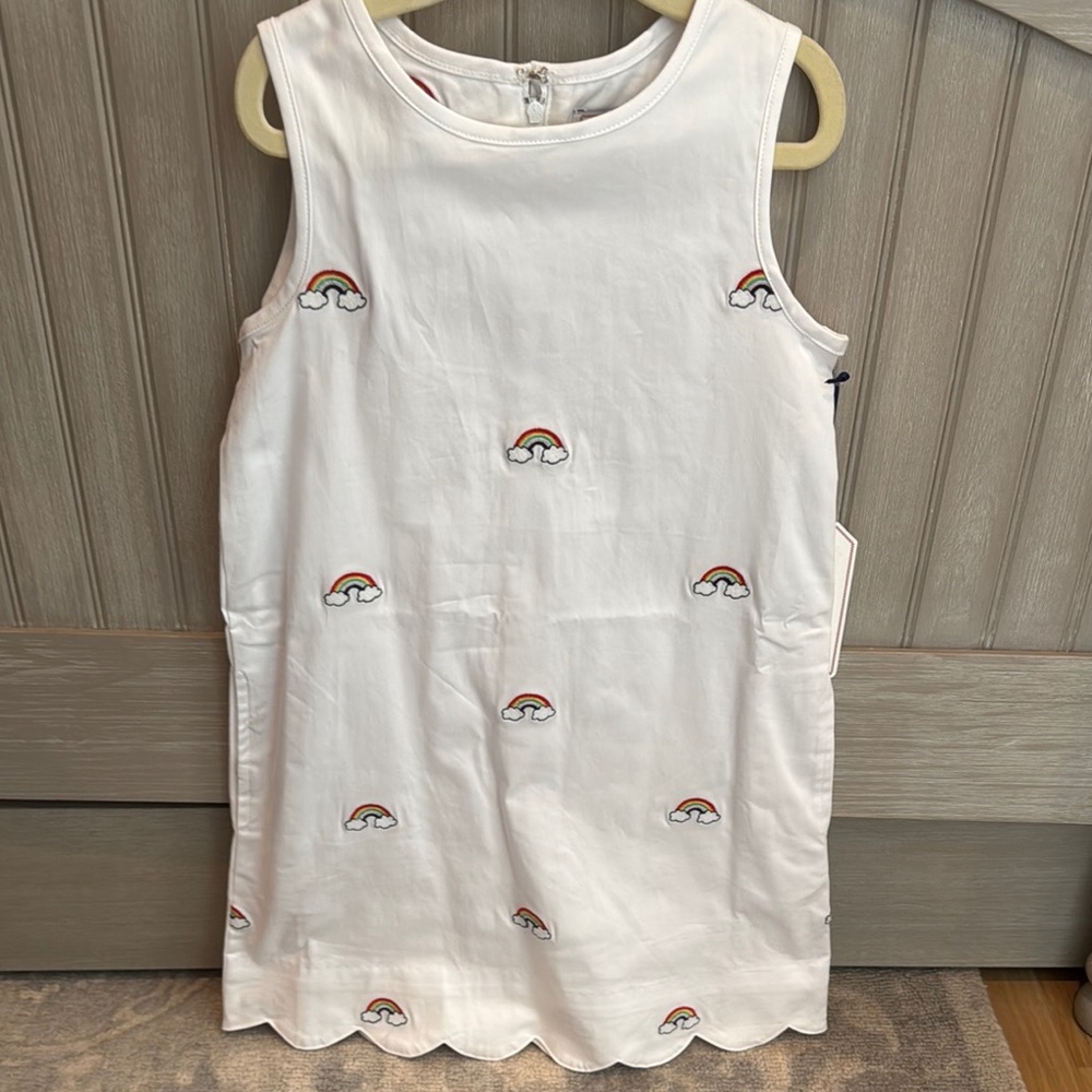 White Sleeveless Dress with Rainbow- size 6